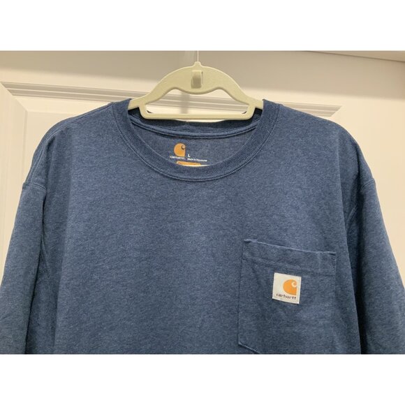 Carhartt T-Shirt Large Mens Pocket  Original Fit Blue - Picture 2 of 7